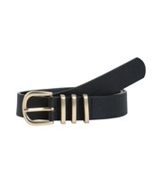 PIECES Black Leather-Look Keeper Belt